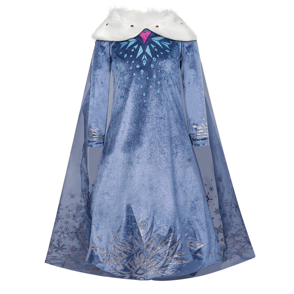 Snow Princess Elsa Dress Girls Cosplay Party Fancy Costume Christmas, 4-5Y