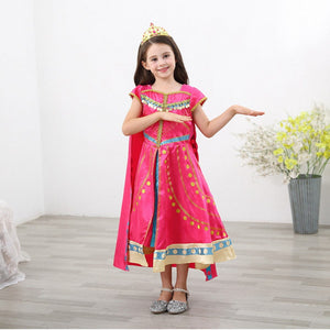 Girls Princess Jasmine Costume Toddler Dress Up with Accessories Christmas Party - KAMO