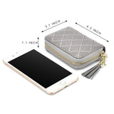 HAWEE RFID Credit Card Wallet for Women Accordion Genuine Leather 15 Slots Case Card Holder Tassel Pendant, Black