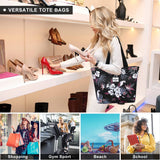 HAWEE Sunflower Tote Bag with Zipper for Women Inside Mesh Pocket Heavy Duty Casual Cloth Shoulder Handbag Outdoors, Sunflower Yellow