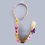 HAWEE Princess Dress up Wigs, Princess Long Braided Wig Headbands with Tiara Flowers Adorn for Girls Costume Accessories, 29 Inch
