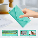 HAWEE Card Wallet RFID Blocking Envelope Style Tri-fold Checkbook Clutch Slim Vegan Leather 2 ID Windows with Coin Pocket, Green