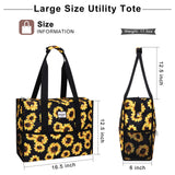 HAWEE Utility Zippered Tote Bag with Laptop Compartment and Luggage Sleeve for Nursing Work Travel 15 Pockets Water Repellent Commuter Bag, Hibiscus