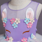 HAWEE Girls Unicorn Princess Dress Fancy Party Costume Dress up Wedding Birthday Party Gown for Age 2-11 Years Old - KAMO