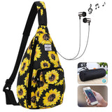 HAWEE Sunflower Bags Sling Backpack for Women One Shoulder Strap Cross Body