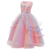 HAWEE Princess Girl Dress Long Tulle Gown Flower Girls Unicorn Dress - KAMO