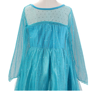 KAWELL Girls Princess Party Elsa Dress Little Girls Cosplay Costume with Accessories - KAMO