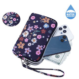 HAWEE Wristlet Purse for Women Credit Card Holder Wallet with 3 Zipper Handbag Wallet Floral Printing, Colorful Flower