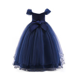 HAWEE Flower Girls Embroidery Lace Bridesmaid Dress Beaded Wedding Party Full Length Dance Gown for Girls 4-14 Years - KAMO