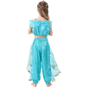 Princess Jasmine Dress Christmas Fancy-Dress Costume with Accessories for Child - KAMO