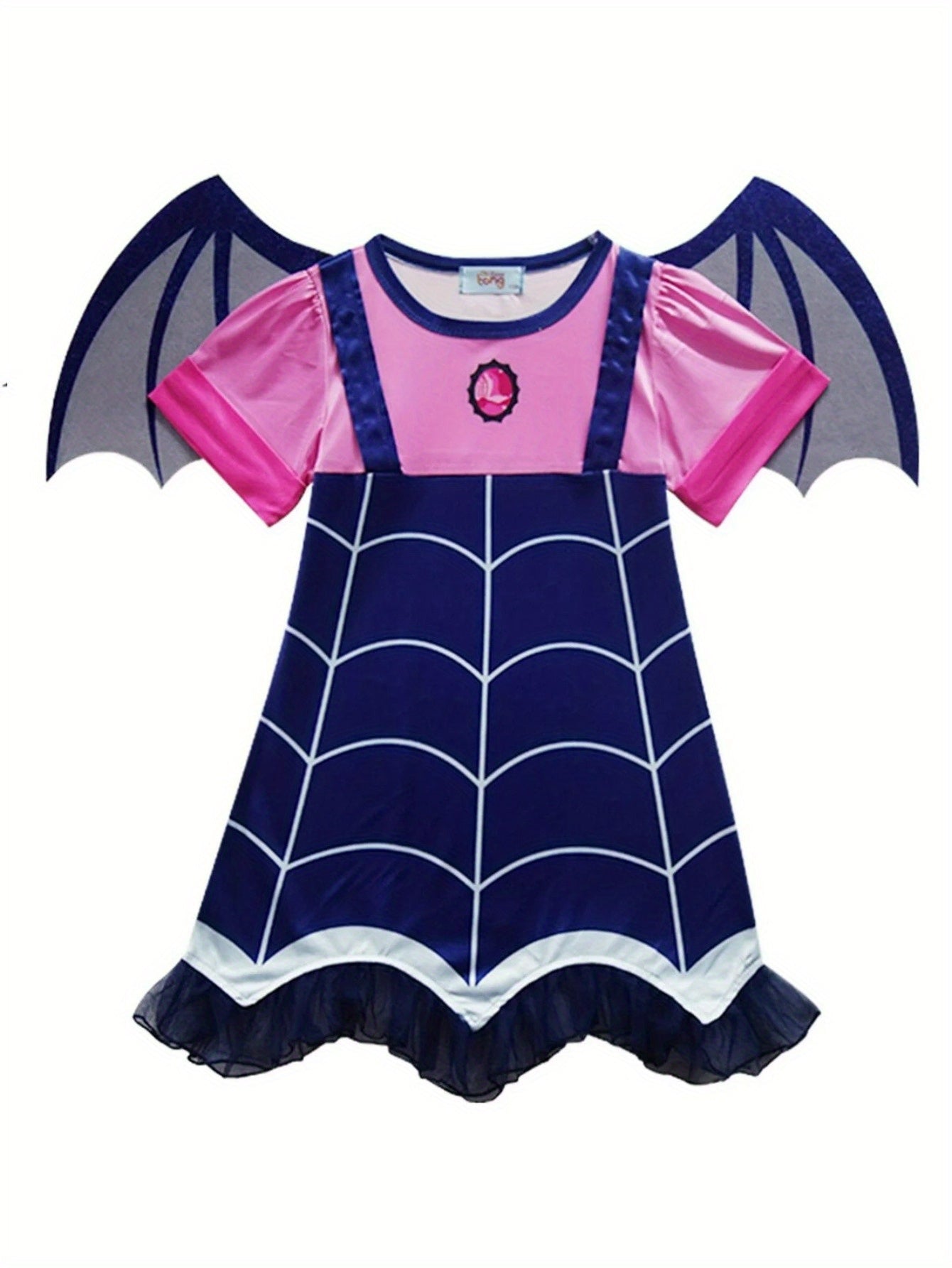 Adorable Girls' Vampirina Costume Set - Soft Velvet Halloween Dress with Detachable Bat Wings & Matching Headband - Perfect for Cosplay, Parties & Photoshoots - Sizes 2Y to 7Y - KAMO