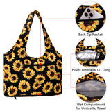 HAWEE Sunflower Tote Bag Water Repellent Travel Handbag Purse with 11 Pockets for Commuting/ Working/ Nursing/ Shopping/ Exercising