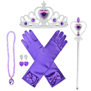 Frozen Princess Dress Up Jewelry Dress Up Set for Girls Jewelry Accessories with Crowns, Necklaces, Wands, Gloves, Earrings - KAMO