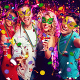 196pcs Mardi Gras Party Kit: Beads, Masks & Decorations - Reusable for Parades, Masquerade Balls - KAMO