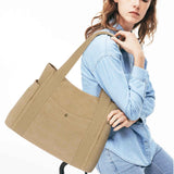 HAWEE Canvas Tote Bag for Women Daily Work Zippered Handbag Casual Shoulder Bag for Shopping Business Travel, Purple