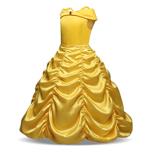 KAWELL Princess Yellow Belle Girl's Christmas Fancy-Dress Costume with Accessories - KAMO