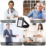 HAWEE Badge Holder with Zipper Genuine Leather RFID Keychain Wallet Neck Lanyards with Swivel Hook for Card/ Coin/ Cash, Black