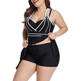 Womens Halter Swimdress Plus Size Two Piece Swimsuit Tankini Set - KAMO