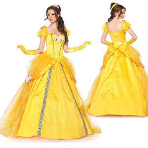 Women's Classic Belle Princess Halloween Costume with Petticoat and Sleeve - KAMO