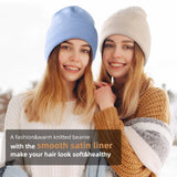 HAWEE 3 Pack Satin Lined Winter Beanie Hats,Silk Lined Beanie Knit Soft Warm Cuffed Hat for Women Men