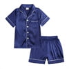 Girls Pajamas Satin Pajama Set Silk Pjs Short Sleeve Sleepwear Loungewear Clothes Set Size 1-13 Years - KAMO