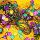 200pcs Mardi Gras Coins & 24pcs Necklaces - Gold/Green/Purple Party Decorations for Parades & Masquerade Favors - KAMO