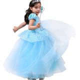 HAWEE Princess Dress Costume for Little Girl Puff Sleeves Blue Fancy Party Cosplay Outfit - KAMO