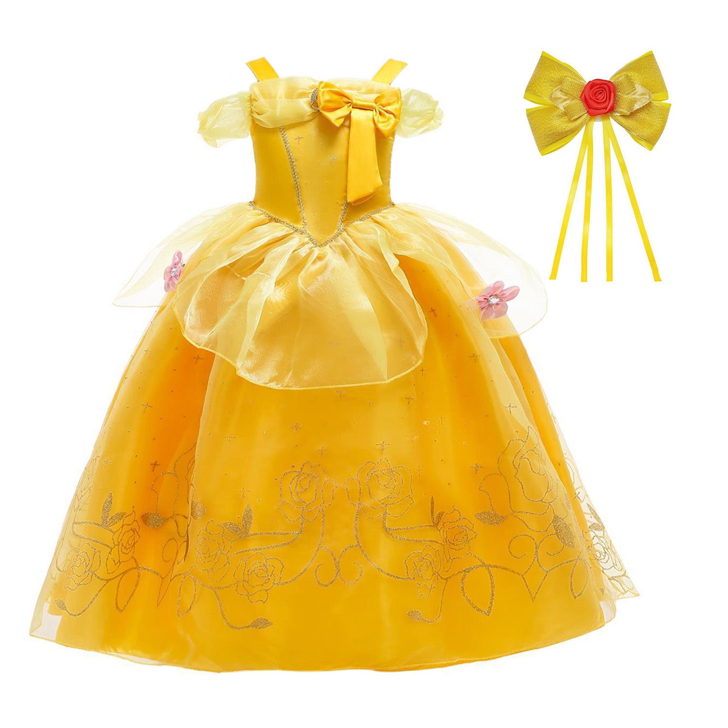 Phenas Girls Belle Princess Costume Off Shoulder Dress with Accessories - KAMO