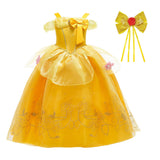 Phenas Girls Belle Princess Costume Off Shoulder Dress with Accessories - KAMO