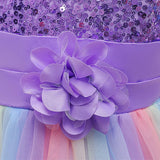 HAWEE Flower Girls Sequin Dress Rainbow Tutu Birthday Party Princess Dress Pageant Gown for Age 3-10 Years Old - KAMO