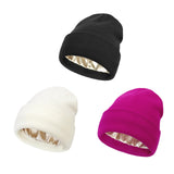 HAWEE 3 Pack Satin Lined Winter Beanie Hats,Silk Lined Beanie Knit Soft Warm Cuffed Hat for Women Men
