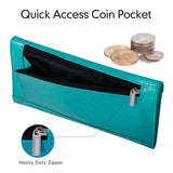 HAWEE Card Wallet RFID Blocking Envelope Style Tri-fold Checkbook Clutch Slim Vegan Leather 2 ID Windows with Coin Pocket, Green
