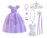 HAWEE Princess Dress Girls Purple Costume Halloween Puff Sleeve Princess Dress for Party - KAMO
