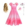 KAWELL Glinda Costume Dress Good Witch Cosplay Pink Pajamas Bubble Dress Halloween Costume - KAMO