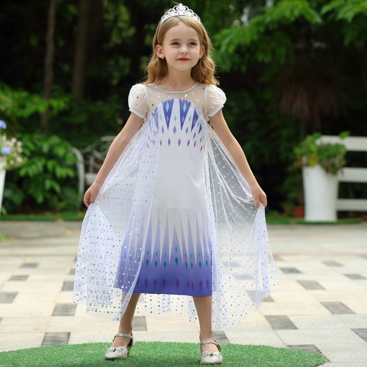 Elsa Dress Princess Costume for Girls Frozen 2 Sequin Cosplay Party Dress up - KAMO