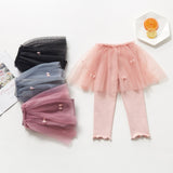 HAWEE Little Girls Footless Leggings with Tutu Ruffle Bowknot Skirt Stretchy Cotton Pantskirt, 4 Packs, 2-8 Years - KAMO