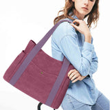 HAWEE Canvas Tote Bag for Women Daily Work Zippered Handbag Casual Shoulder Bag for Shopping Business Travel, Purple