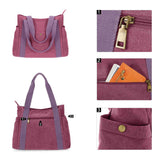 HAWEE Canvas Tote Bag for Women Daily Work Zippered Handbag Casual Shoulder Bag for Shopping Business Travel, Purple