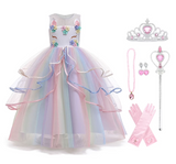 HAWEE Princess Girl Dress Long Tulle Gown Flower Girls Unicorn Dress - KAMO
