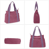 HAWEE Canvas Tote Bag for Women Daily Work Zippered Handbag Casual Shoulder Bag for Shopping Business Travel, Purple