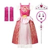 Princess Snow White Dress Costume with Accessories for Girls, Perfect for Party, Halloween Or Pretend Play Dress Up - KAMO