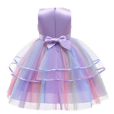 HAWEE Kids Flower Dresses For Baby Girls Elegant Wedding Princess Dress Ceremony Party Rainbow Tutu Ball Gown - KAMO