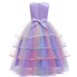 Girls' Unicorn Costume Princess Long Maxi Dress for Birthday Party - KAMO