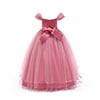 HAWEE Flower Girls Embroidery Lace Bridesmaid Dress Beaded Wedding Party Full Length Dance Gown for Girls 4-14 Years - KAMO