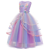 Girls' Unicorn Costume Princess Long Maxi Dress for Birthday Party - KAMO