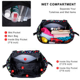 HAWEE Expandable Duffel Bag for Women with Trolley Sleeve and Wet Pocket Water Repellent Weekender Travel Tote Large Capacity Carry On Overnight Luggage for Gym/ Trip/ Camping/ Beach, Sunflower