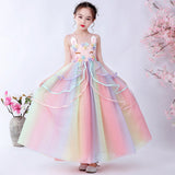 HAWEE Girls Unicorn Princess Dress Fancy Party Costume Dress up Wedding Birthday Party Gown for Age 2-11 Years Old - KAMO