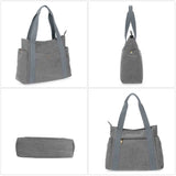 HAWEE Canvas Tote Bag for Women Daily Work Zippered Handbag Casual Shoulder Bag for Shopping Business Travel, Purple