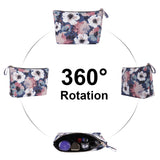 HAWEE Cosmetic Bag for Women Girls Make up Storage Pouch Case Portable Zipper Travel Accessories Organizer for Toiletry Water Repellent, Retro Camellia