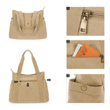 HAWEE Canvas Tote Bag for Women Daily Work Zippered Handbag Casual Shoulder Bag for Shopping Business Travel, Purple